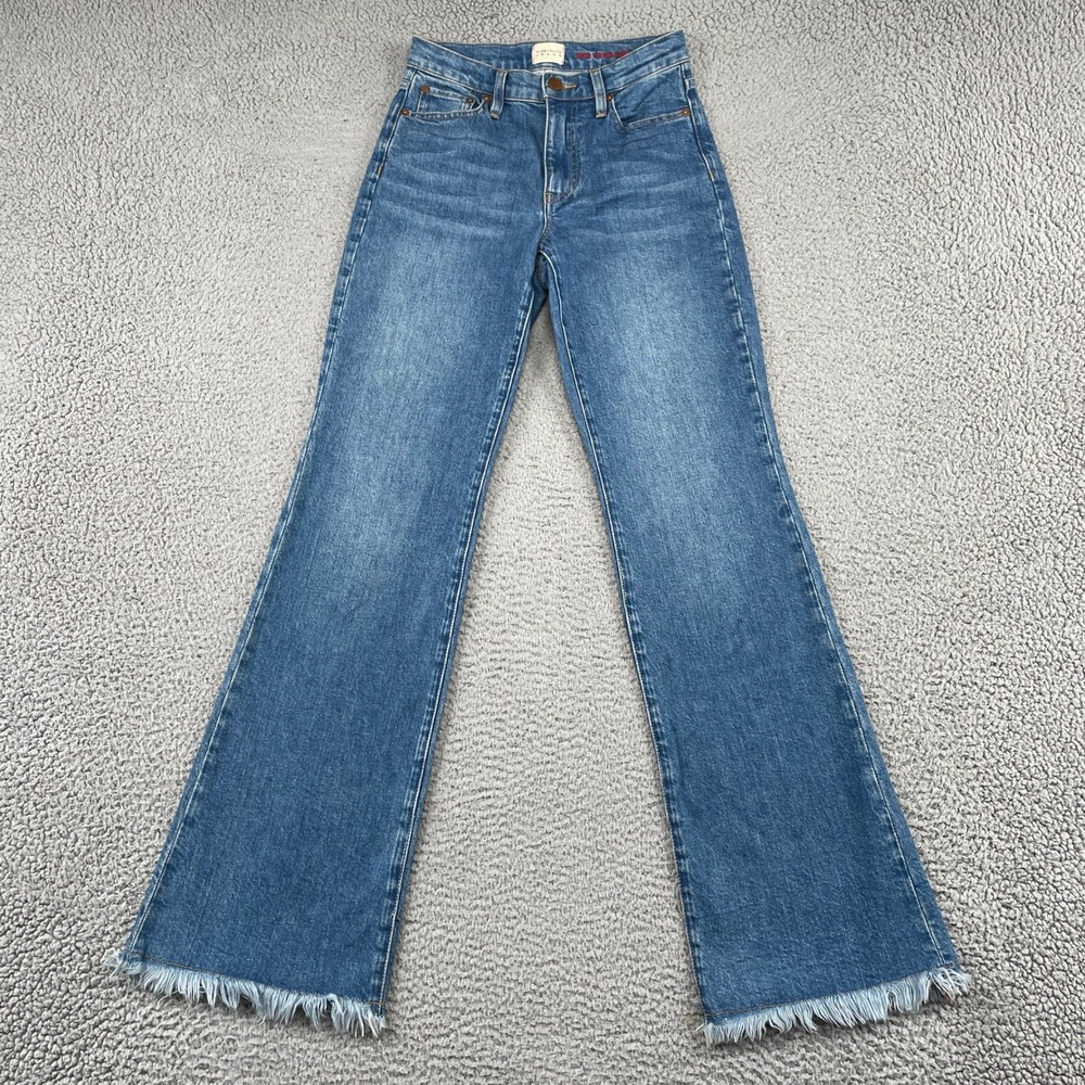 Alice + Olivia Jeans Women 26 Blue Best Intentions 70s Bootcut Frayed Hem Denim